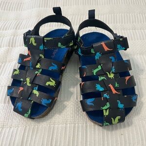 Carter's Black Sandals with Colorful Dinosaur Print